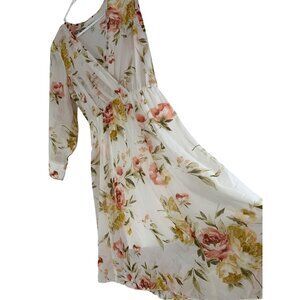 En Focus Studio Floral Chiffon Summer Floral Dress Size 4 Long Sleeve RAA10437